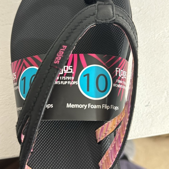 New Flojos women black memory foam flip flops 10 - Picture 5 of 7